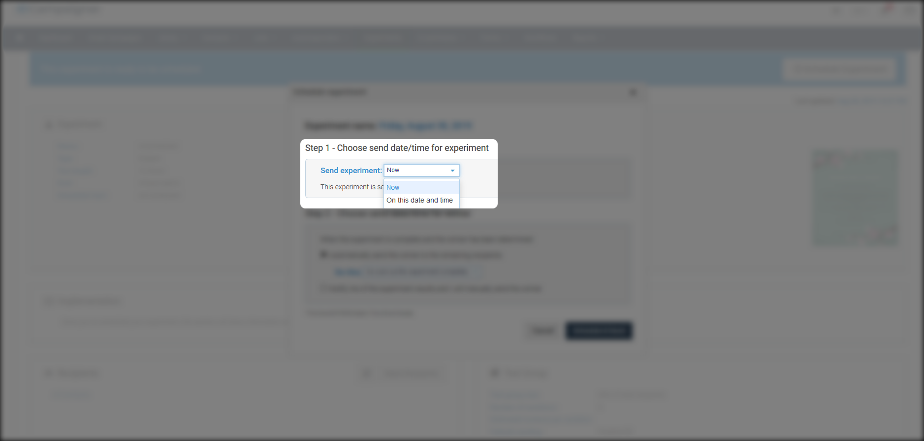 Choose a send time/date option in Campaigner