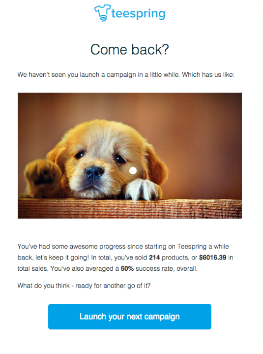Tee Spring email example