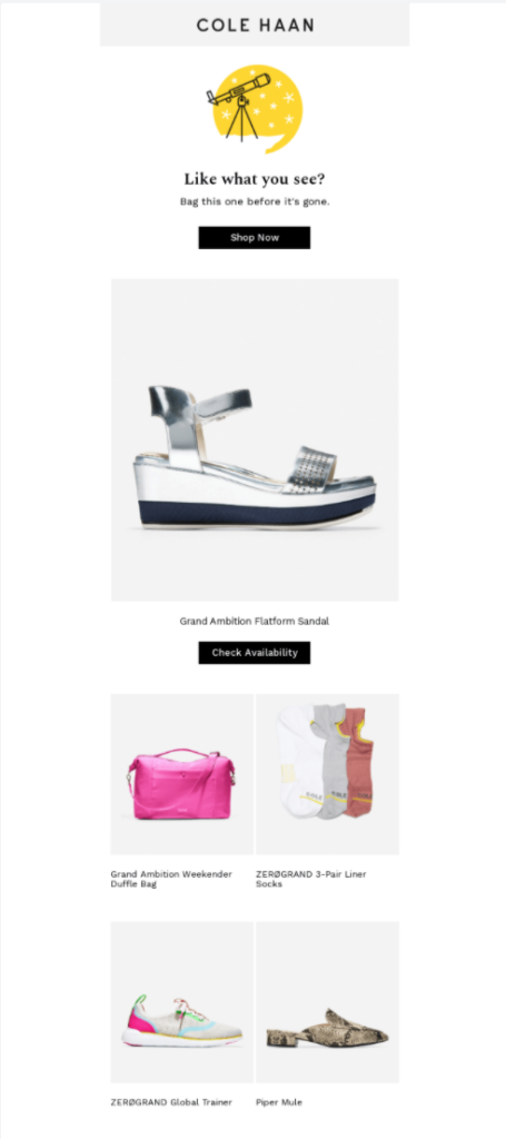 Cole Haan email example